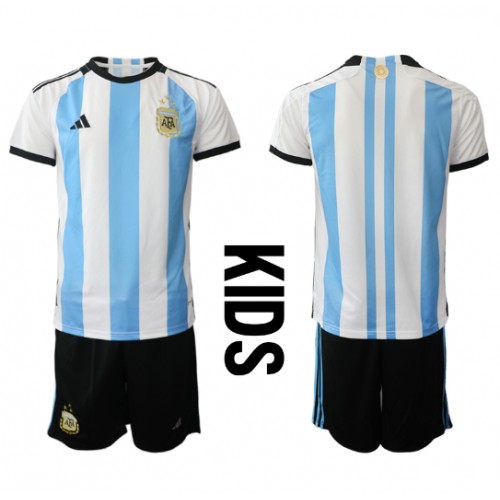 Maillot de foot Argentine Domicile enfant Monde 2022 Manches Courte (+ pantalon court)